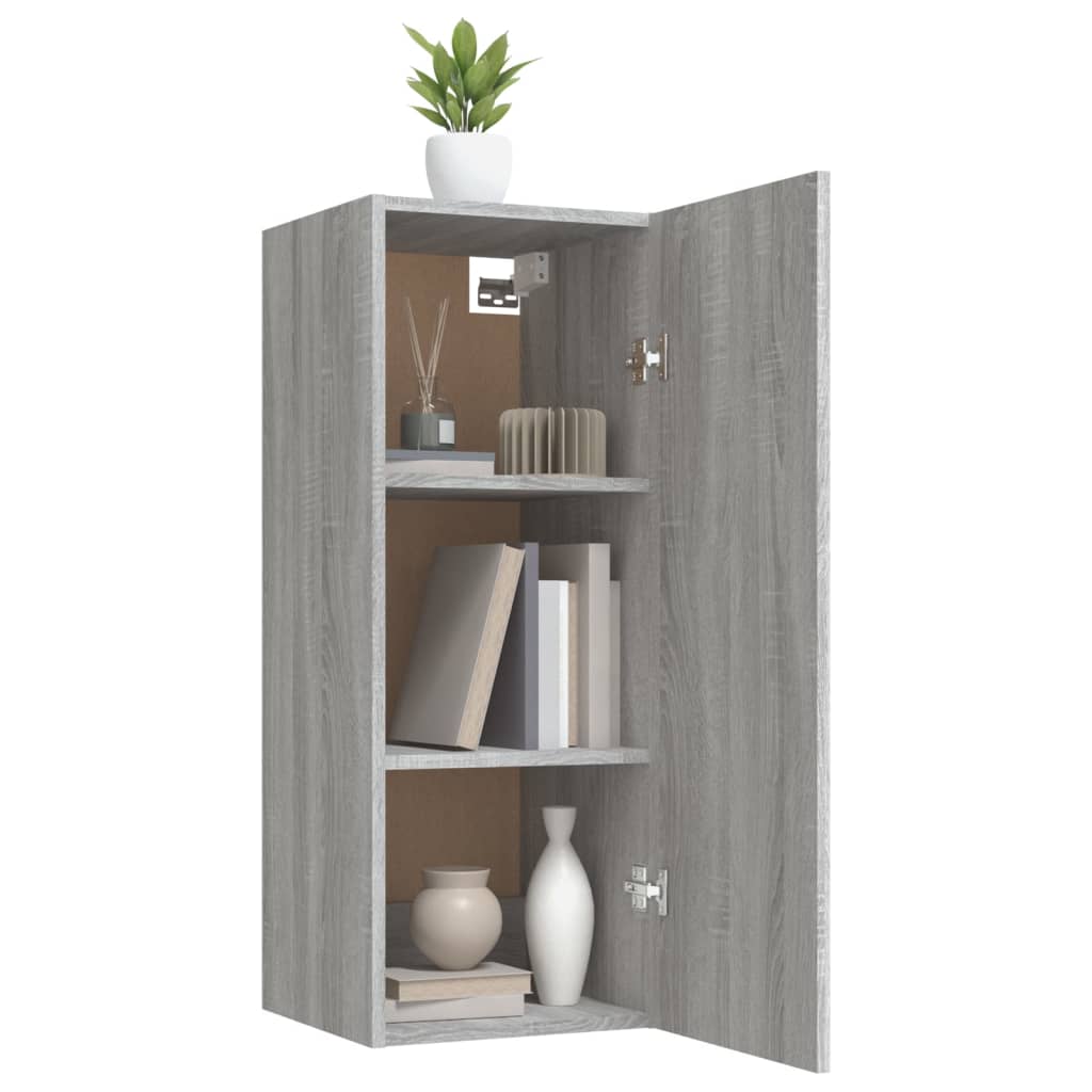 Wandkast 34,5x34x90 cm bewerkt hout grijs sonoma eikenkleurig is nu te koop bij PeponiXL, paradijselijk wonen!