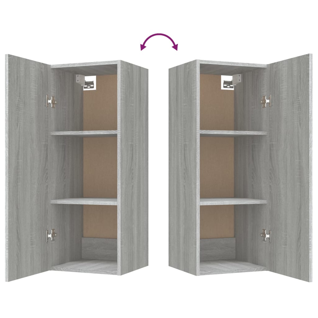 Wandkast 34,5x34x90 cm bewerkt hout grijs sonoma eikenkleurig is nu te koop bij PeponiXL, paradijselijk wonen!