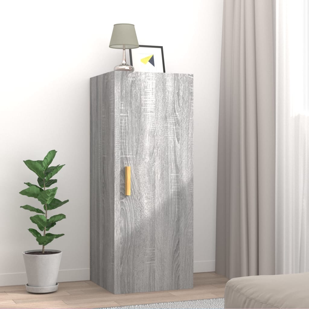 Wandkast 34,5x34x90 cm bewerkt hout grijs sonoma eikenkleurig is nu te koop bij PeponiXL, paradijselijk wonen!