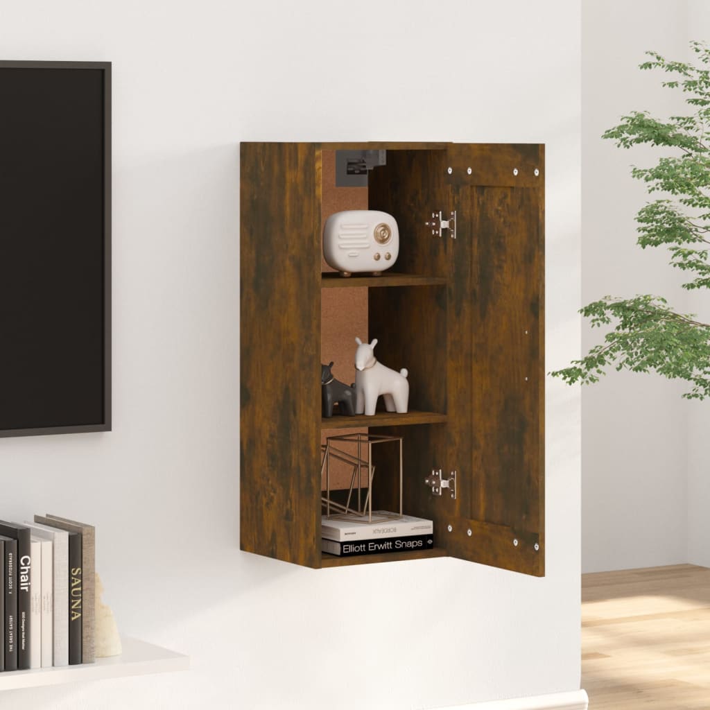Wandkast 35x34x90 cm bewerkt hout gerookt eikenkleurig is nu te koop bij PeponiXL, paradijselijk wonen!