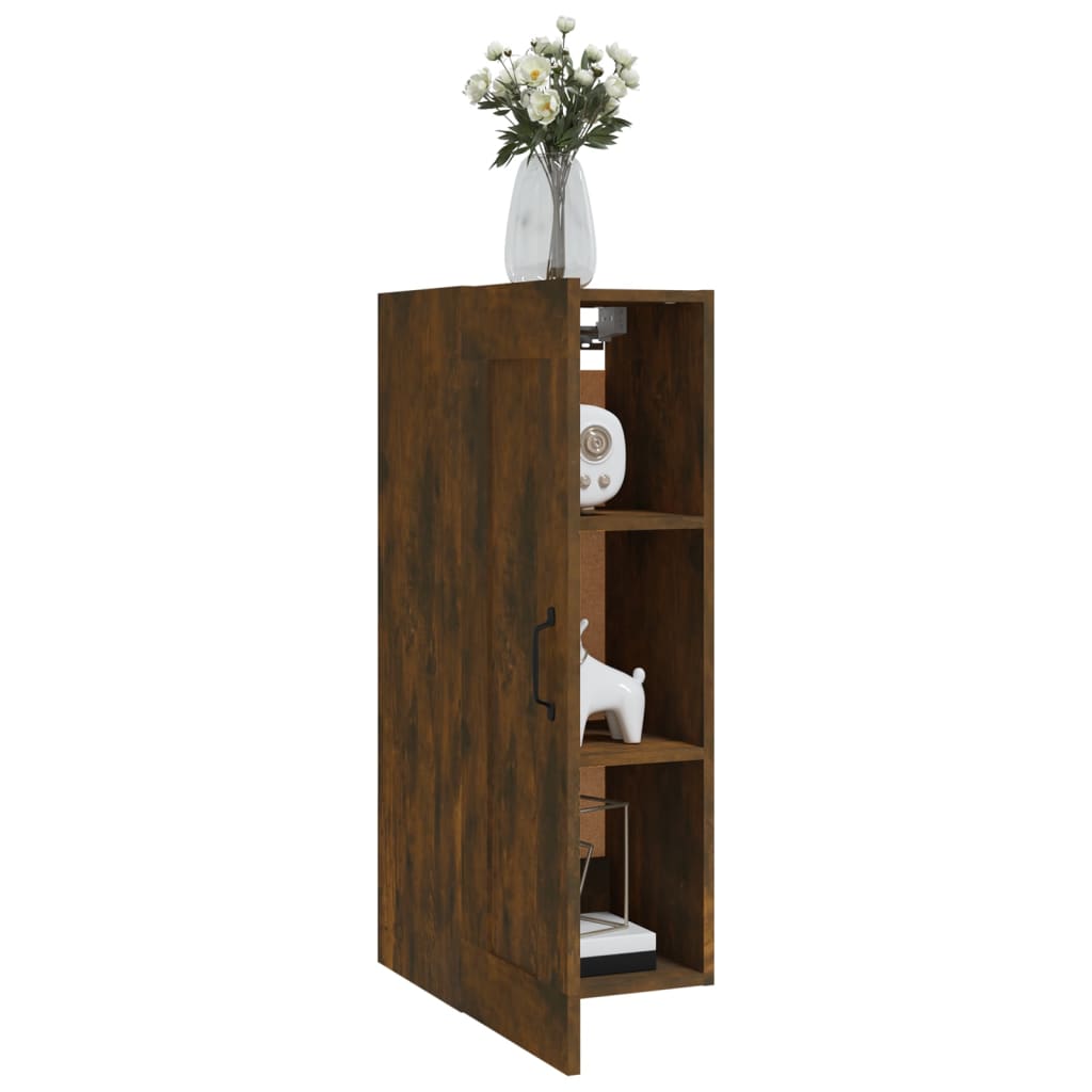 Wandkast 35x34x90 cm bewerkt hout gerookt eikenkleurig is nu te koop bij PeponiXL, paradijselijk wonen!