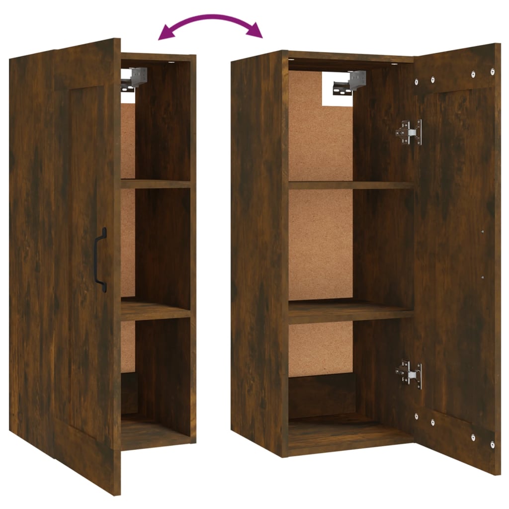 Wandkast 35x34x90 cm bewerkt hout gerookt eikenkleurig is nu te koop bij PeponiXL, paradijselijk wonen!