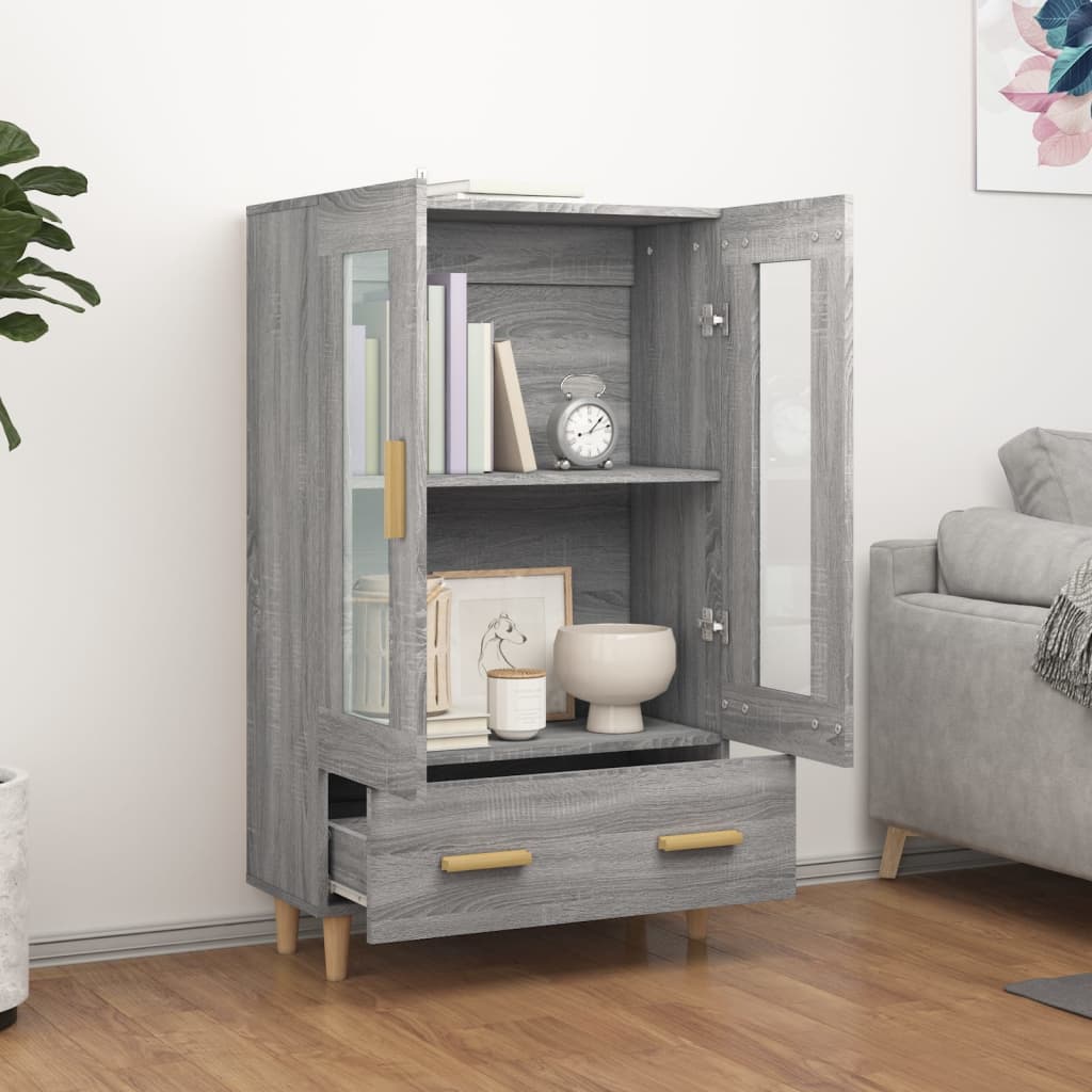 Hoge kast 70x31x115 cm bewerkt hout grijs sonoma eikenkleurig is nu te koop bij PeponiXL, paradijselijk wonen!