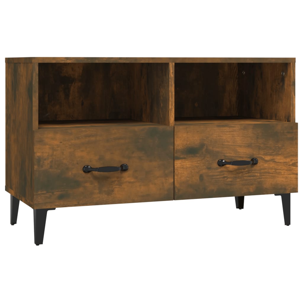 Tv-meubel 80x36x50 cm bewerkt hout gerookt eikenkleurig is nu te koop bij PeponiXL, paradijselijk wonen!
