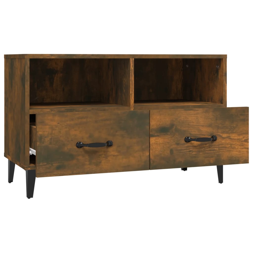 Tv-meubel 80x36x50 cm bewerkt hout gerookt eikenkleurig is nu te koop bij PeponiXL, paradijselijk wonen!