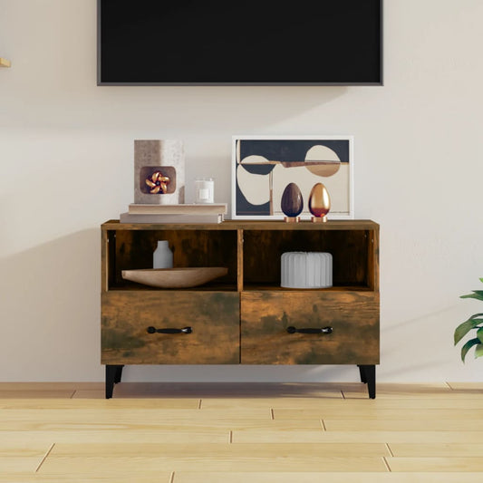 Tv-meubel 80x36x50 cm bewerkt hout gerookt eikenkleurig is nu te koop bij PeponiXL, paradijselijk wonen!