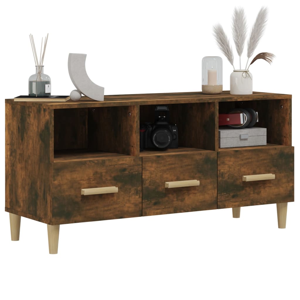 Tv-meubel 102x36x50 cm bewerkt hout gerookt eikenkleurig is nu te koop bij PeponiXL, paradijselijk wonen!