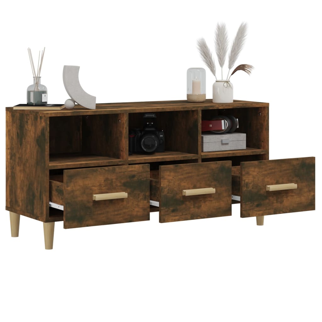 Tv-meubel 102x36x50 cm bewerkt hout gerookt eikenkleurig is nu te koop bij PeponiXL, paradijselijk wonen!