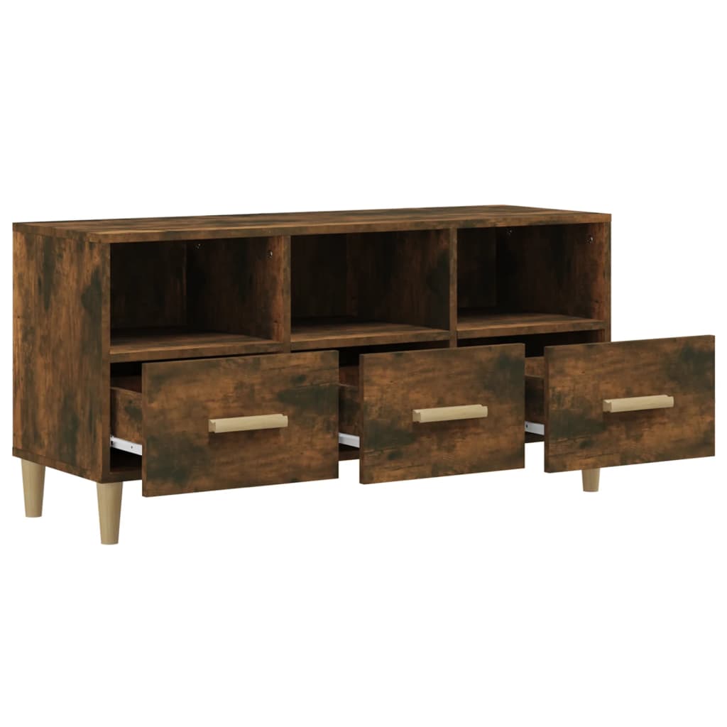 Tv-meubel 102x36x50 cm bewerkt hout gerookt eikenkleurig is nu te koop bij PeponiXL, paradijselijk wonen!