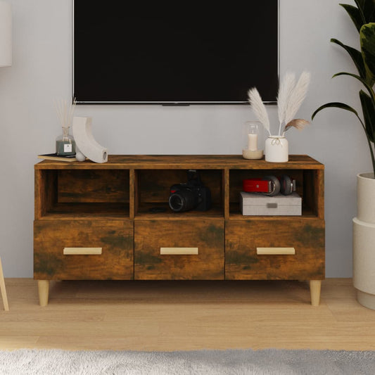 Tv-meubel 102x36x50 cm bewerkt hout gerookt eikenkleurig is nu te koop bij PeponiXL, paradijselijk wonen!