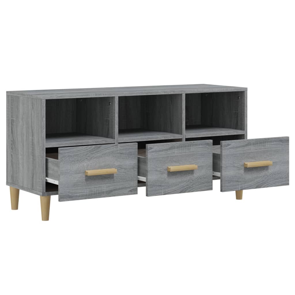 Tv-meubel 102x36x50 cm bewerkt hout grijs sonoma eikenkleurig is nu te koop bij PeponiXL, paradijselijk wonen!