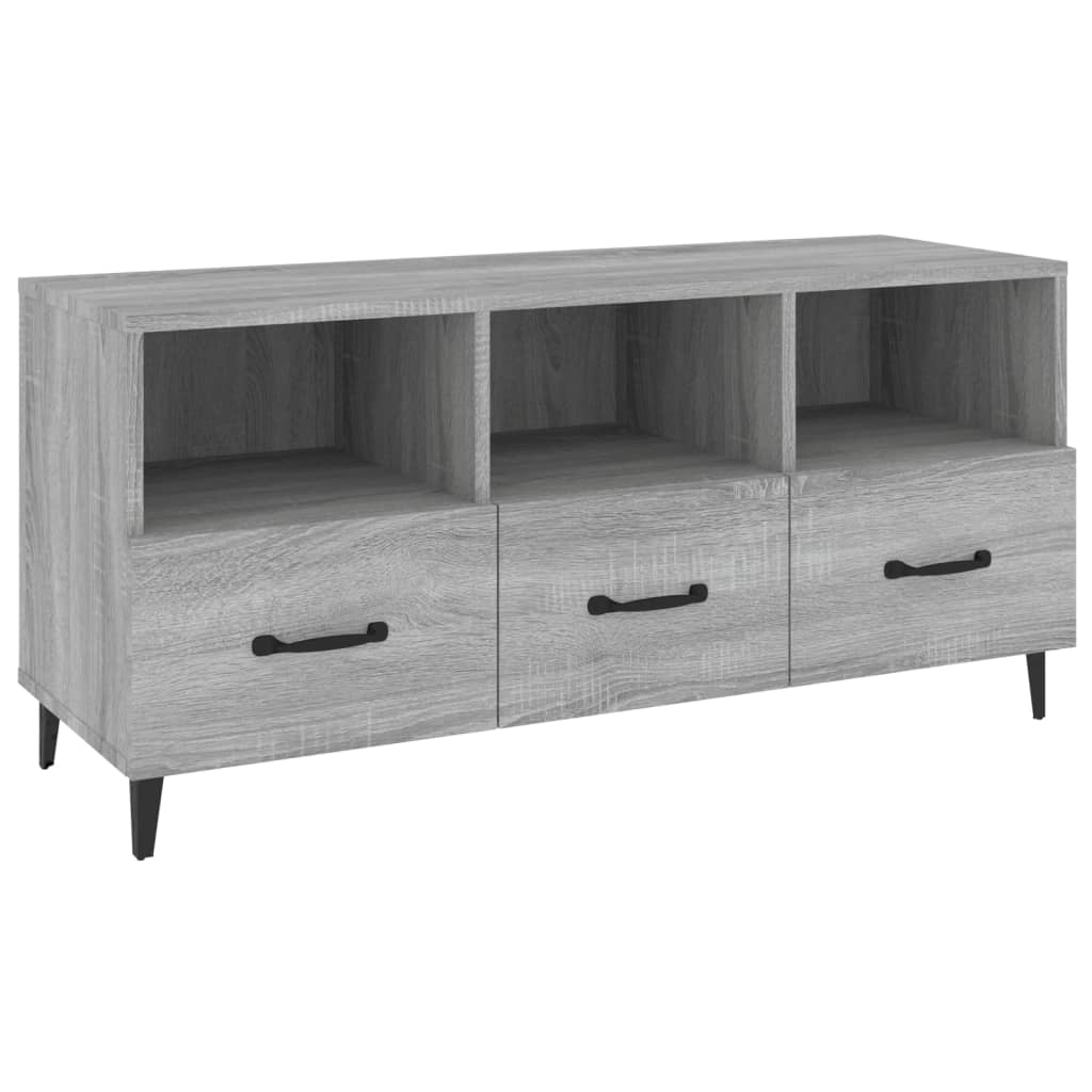 Tv-meubel 102x35x50 cm bewerkt hout grijs sonoma eikenkleurig is nu te koop bij PeponiXL, paradijselijk wonen!