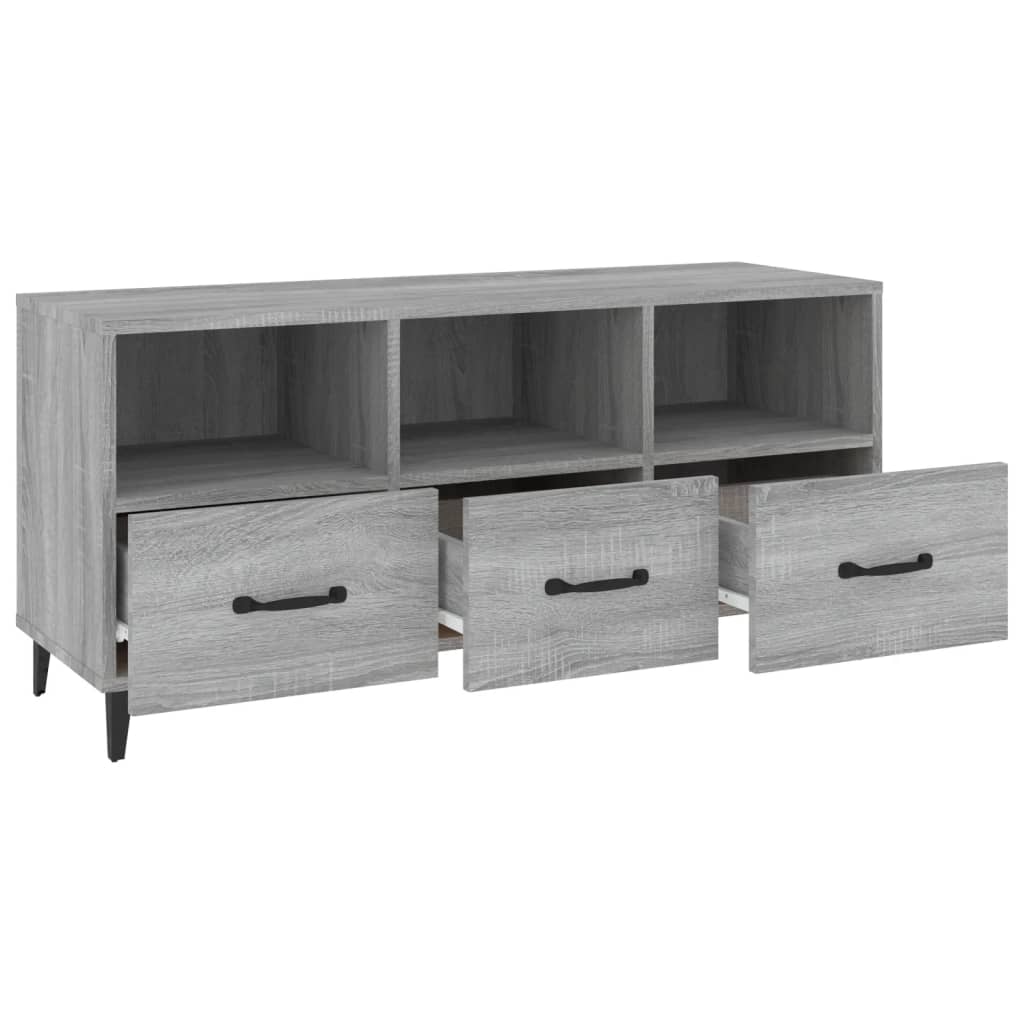 Tv-meubel 102x35x50 cm bewerkt hout grijs sonoma eikenkleurig is nu te koop bij PeponiXL, paradijselijk wonen!