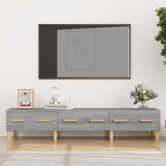Tv-meubel 150x34,5x30 cm bewerkt hout grijs sonoma eikenkleurig is nu te koop bij PeponiXL, paradijselijk wonen!