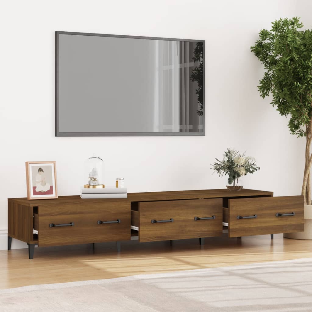 Tv-meubel 150x34,5x30 cm bewerkt hout bruin eikenkleur is nu te koop bij PeponiXL, paradijselijk wonen!