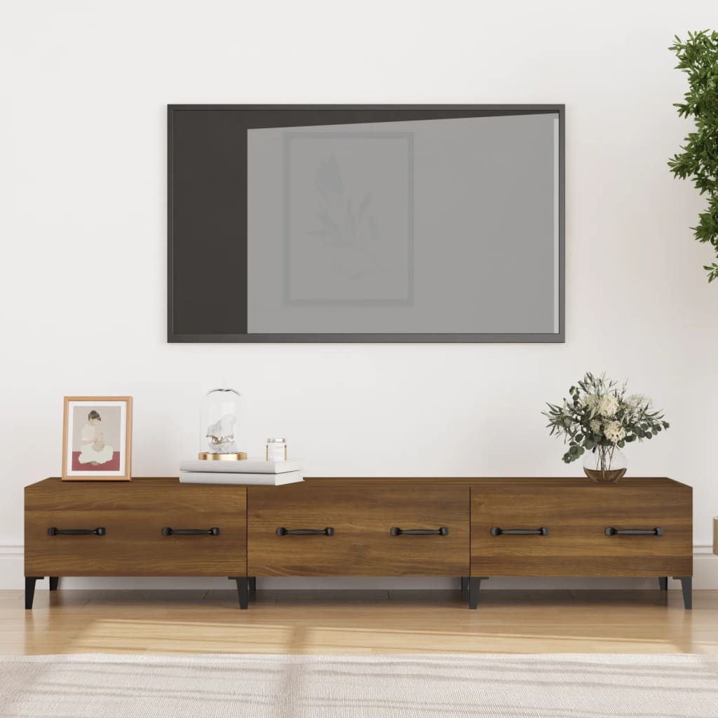 Tv-meubel 150x34,5x30 cm bewerkt hout bruin eikenkleur is nu te koop bij PeponiXL, paradijselijk wonen!