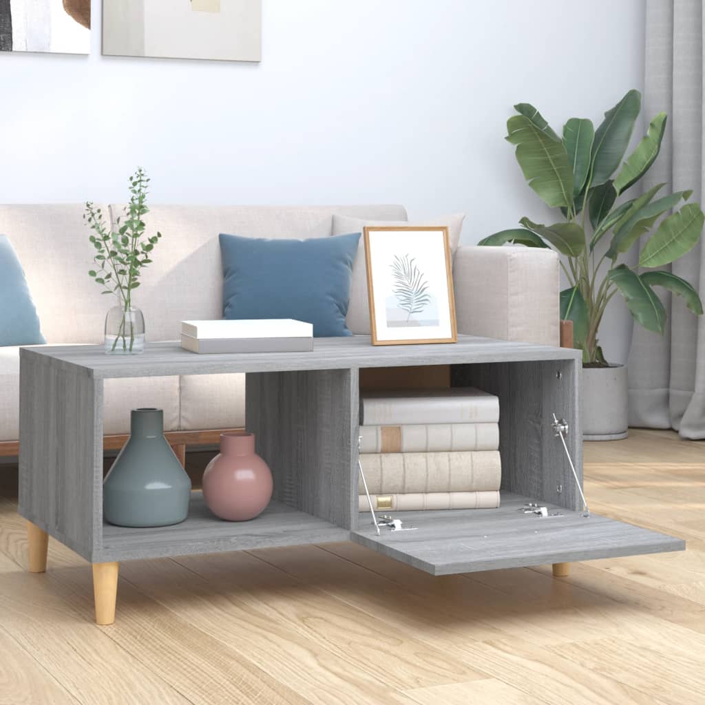 Salontafel 89,5x50x40 cm bewerkt hout grijs sonoma eikenkleurig is nu te koop bij PeponiXL, paradijselijk wonen!