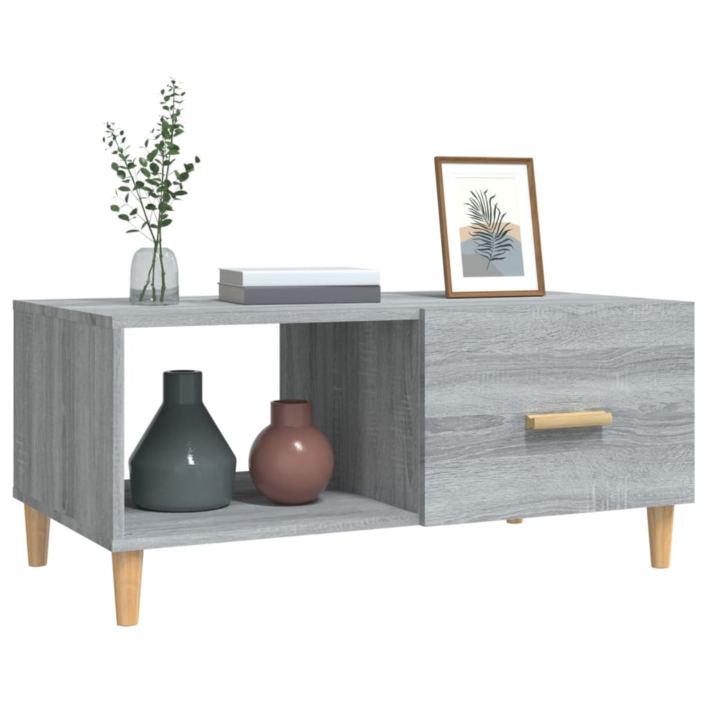 Salontafel 89,5x50x40 cm bewerkt hout grijs sonoma eikenkleurig is nu te koop bij PeponiXL, paradijselijk wonen!