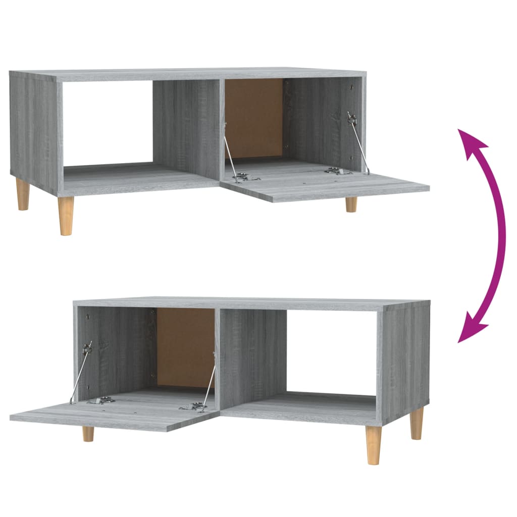 Salontafel 89,5x50x40 cm bewerkt hout grijs sonoma eikenkleurig is nu te koop bij PeponiXL, paradijselijk wonen!