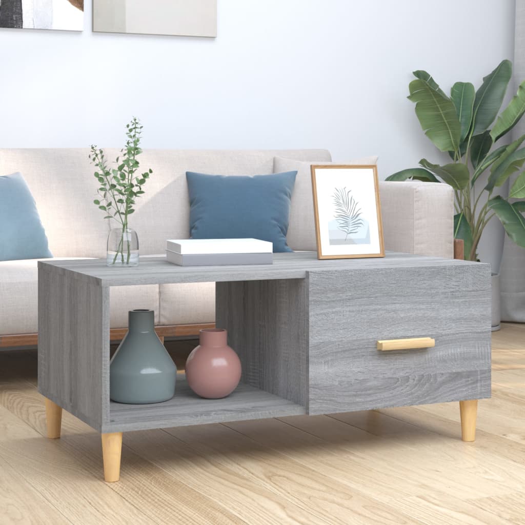 Salontafel 89,5x50x40 cm bewerkt hout grijs sonoma eikenkleurig is nu te koop bij PeponiXL, paradijselijk wonen!