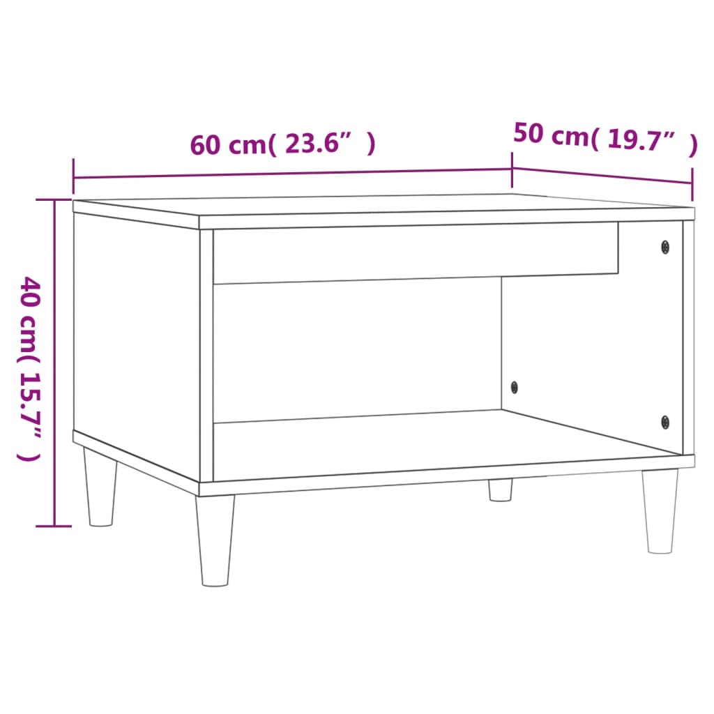Salontafel 60x50x40 cm bewerkt hout grijs sonoma eikenkleurig is nu te koop bij PeponiXL, paradijselijk wonen!