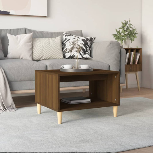 Salontafel 60x50x40 cm bewerkt hout bruin eikenkleur is nu te koop bij PeponiXL, paradijselijk wonen!