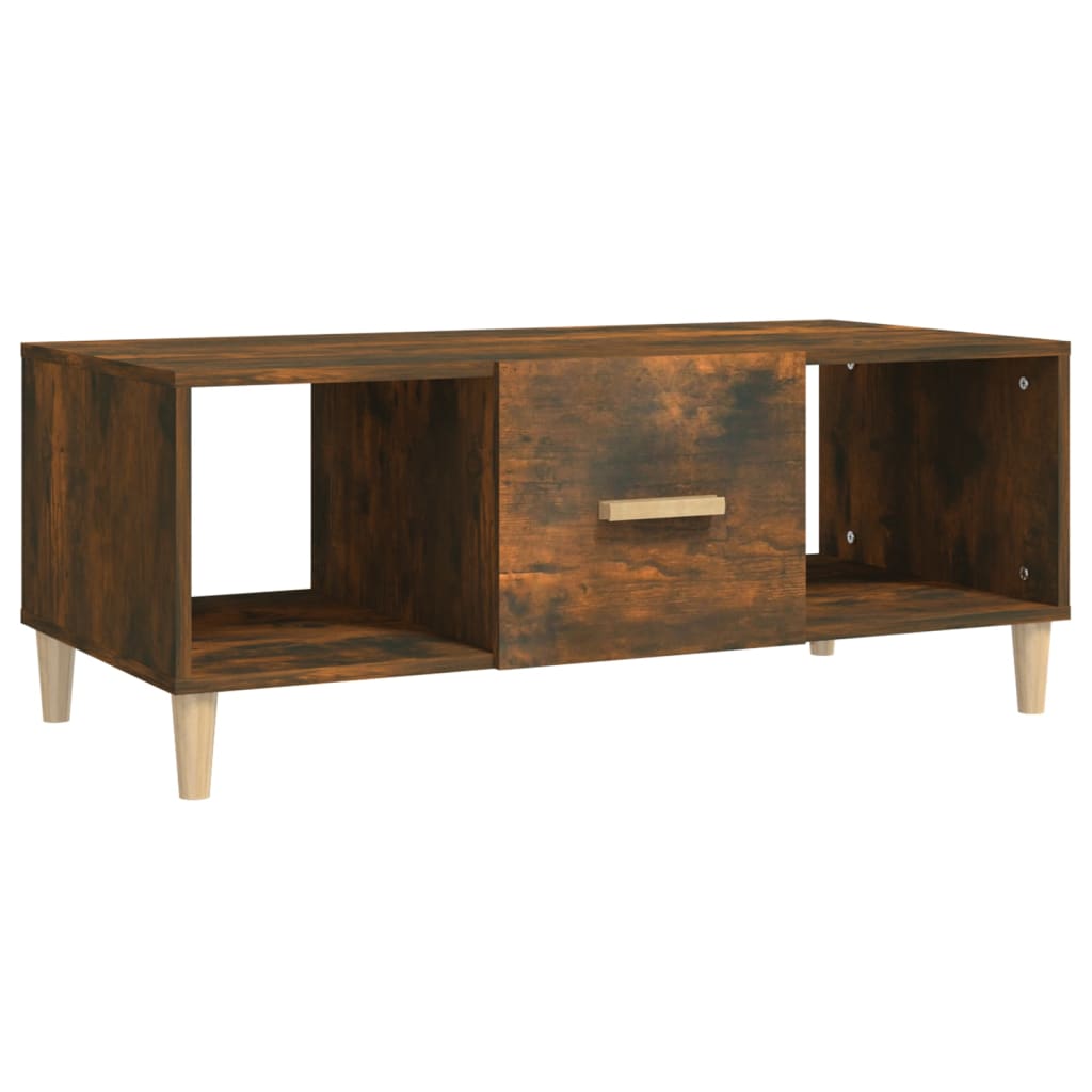 Salontafel 102x50x40 cm bewerkt hout gerookt eikenkleurig is nu te koop bij PeponiXL, paradijselijk wonen!