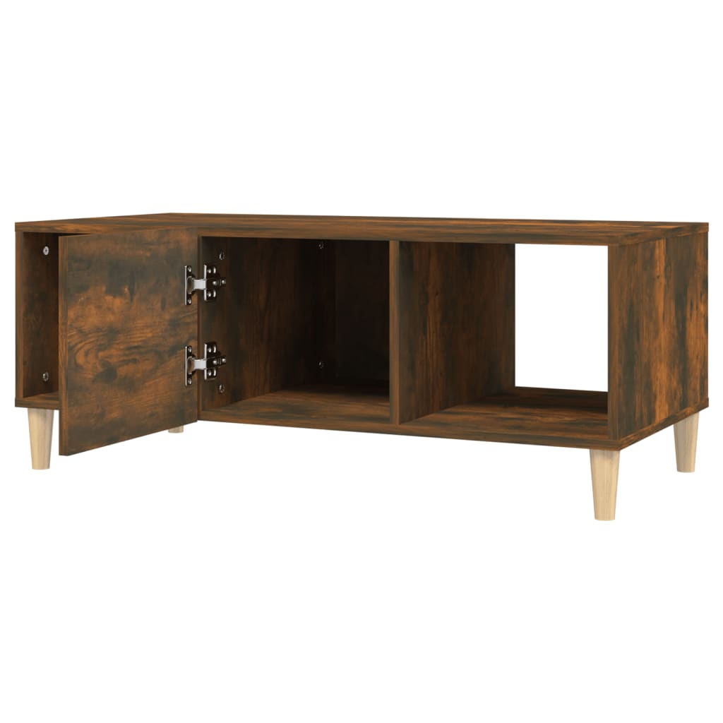 Salontafel 102x50x40 cm bewerkt hout gerookt eikenkleurig is nu te koop bij PeponiXL, paradijselijk wonen!