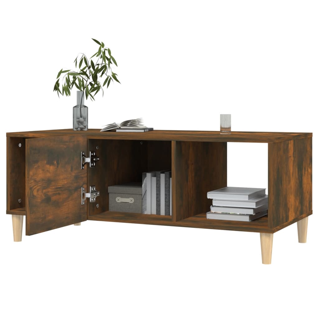 Salontafel 102x50x40 cm bewerkt hout gerookt eikenkleurig is nu te koop bij PeponiXL, paradijselijk wonen!