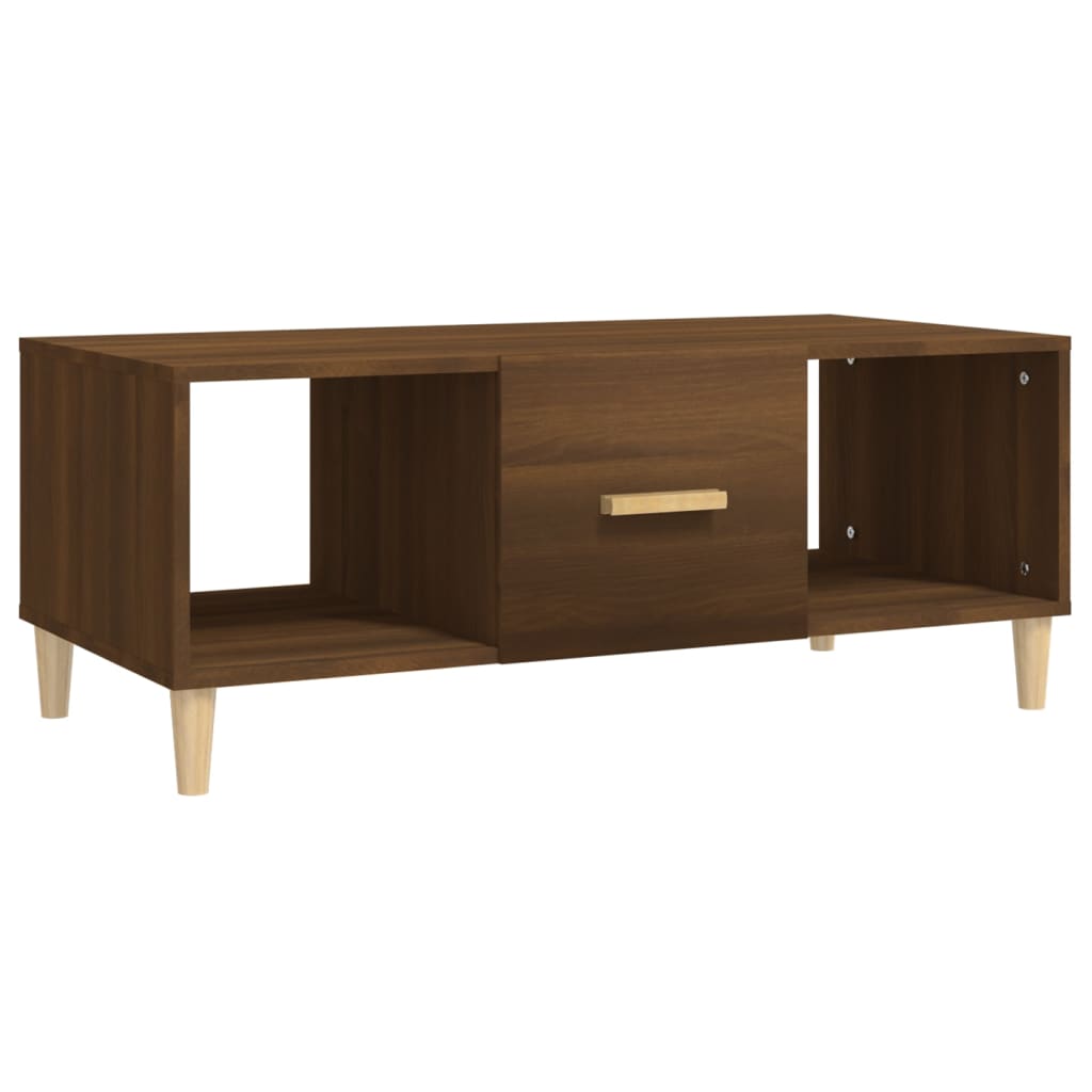 Salontafel 102x50x40 cm bewerkt hout bruin eikenkleur is nu te koop bij PeponiXL, paradijselijk wonen!