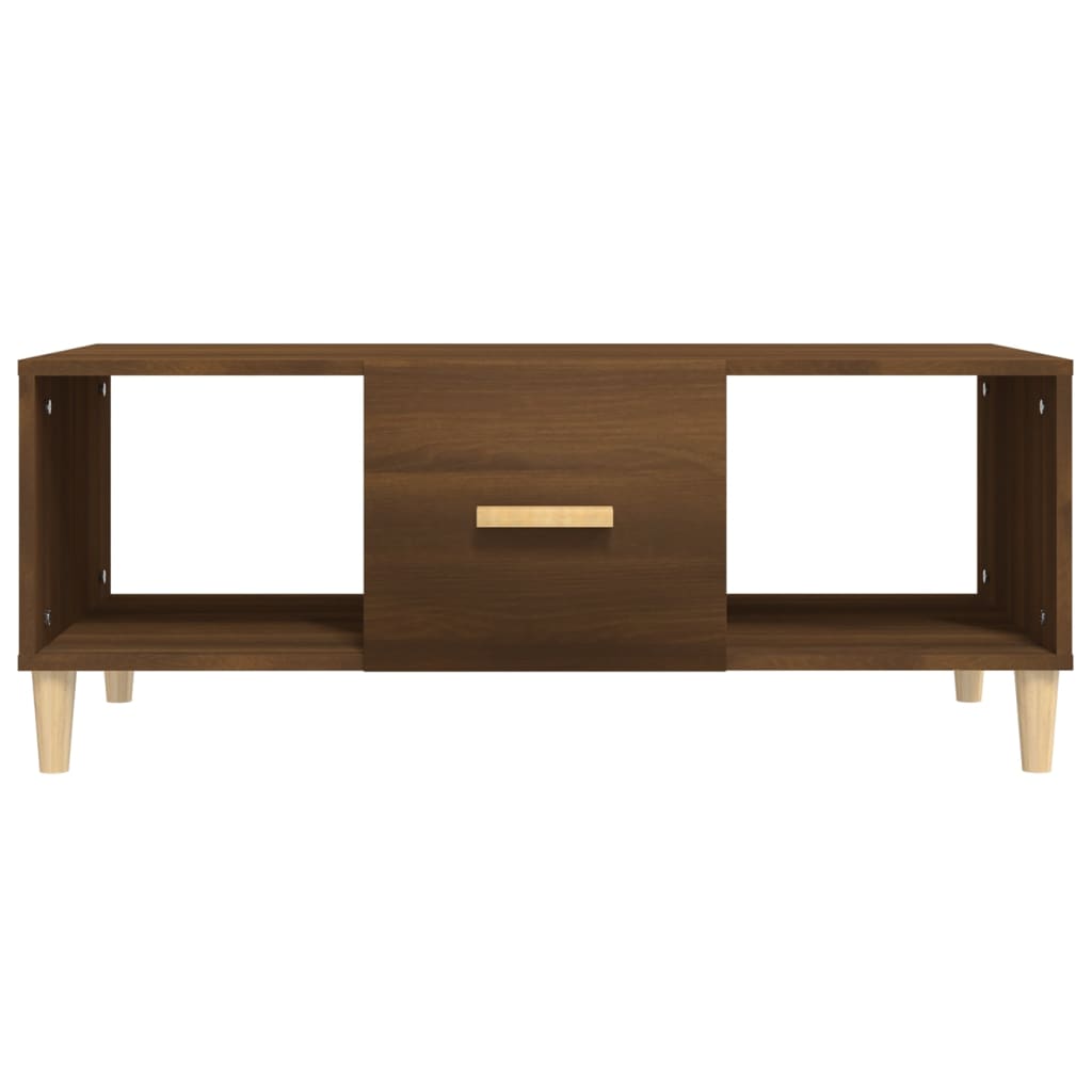 Salontafel 102x50x40 cm bewerkt hout bruin eikenkleur is nu te koop bij PeponiXL, paradijselijk wonen!