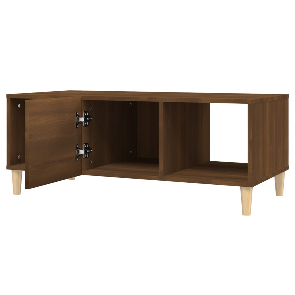 Salontafel 102x50x40 cm bewerkt hout bruin eikenkleur is nu te koop bij PeponiXL, paradijselijk wonen!