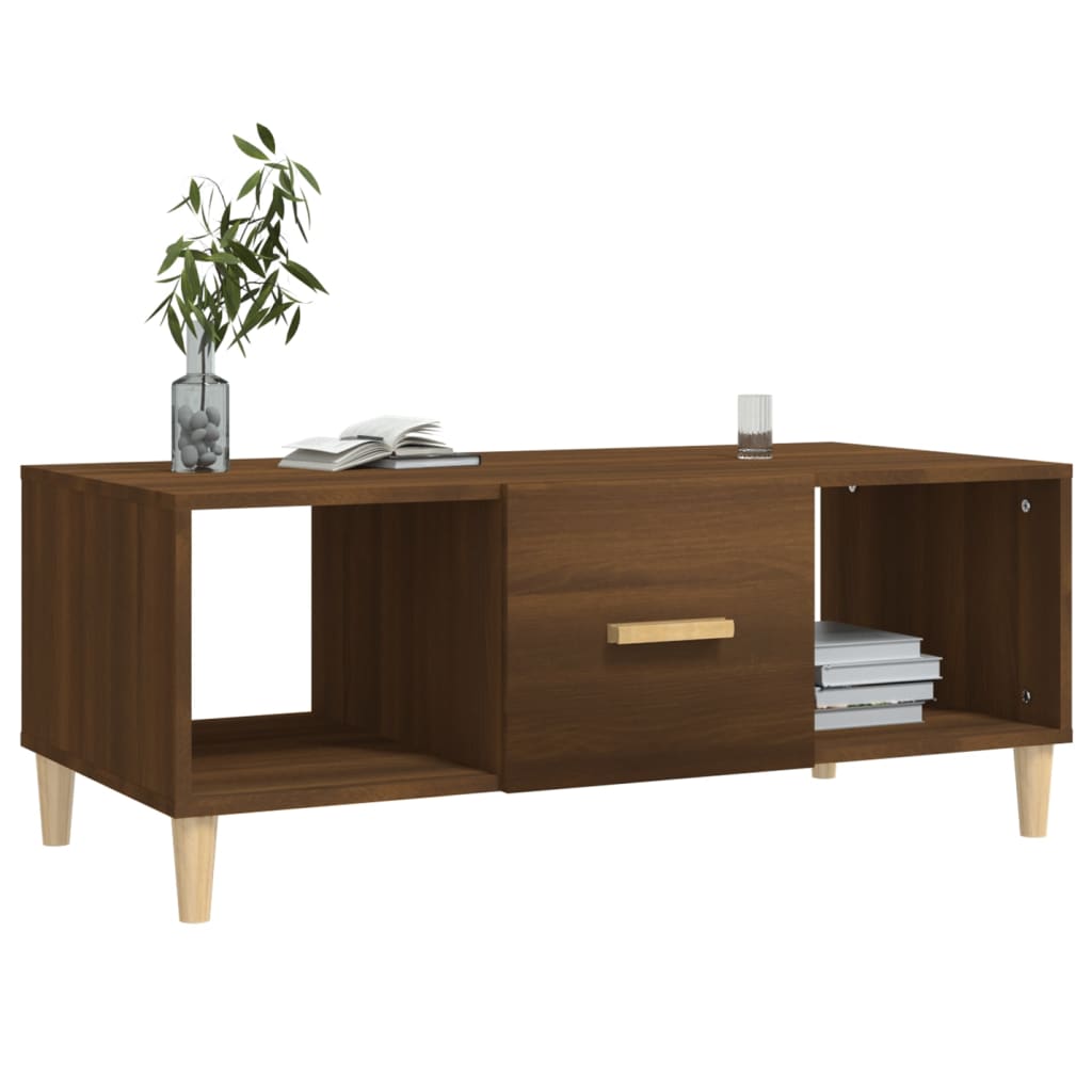 Salontafel 102x50x40 cm bewerkt hout bruin eikenkleur is nu te koop bij PeponiXL, paradijselijk wonen!