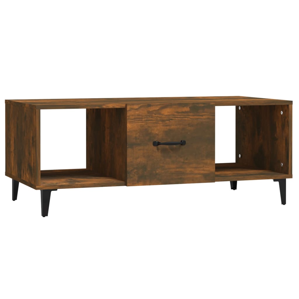 Salontafel 102x50x40 cm bewerkt hout gerookt eikenkleurig is nu te koop bij PeponiXL, paradijselijk wonen!