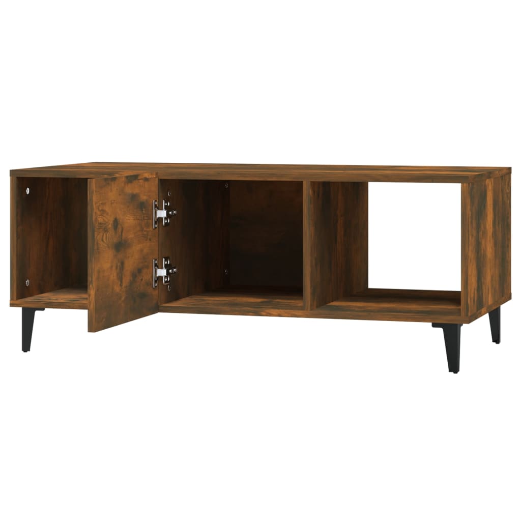 Salontafel 102x50x40 cm bewerkt hout gerookt eikenkleurig is nu te koop bij PeponiXL, paradijselijk wonen!