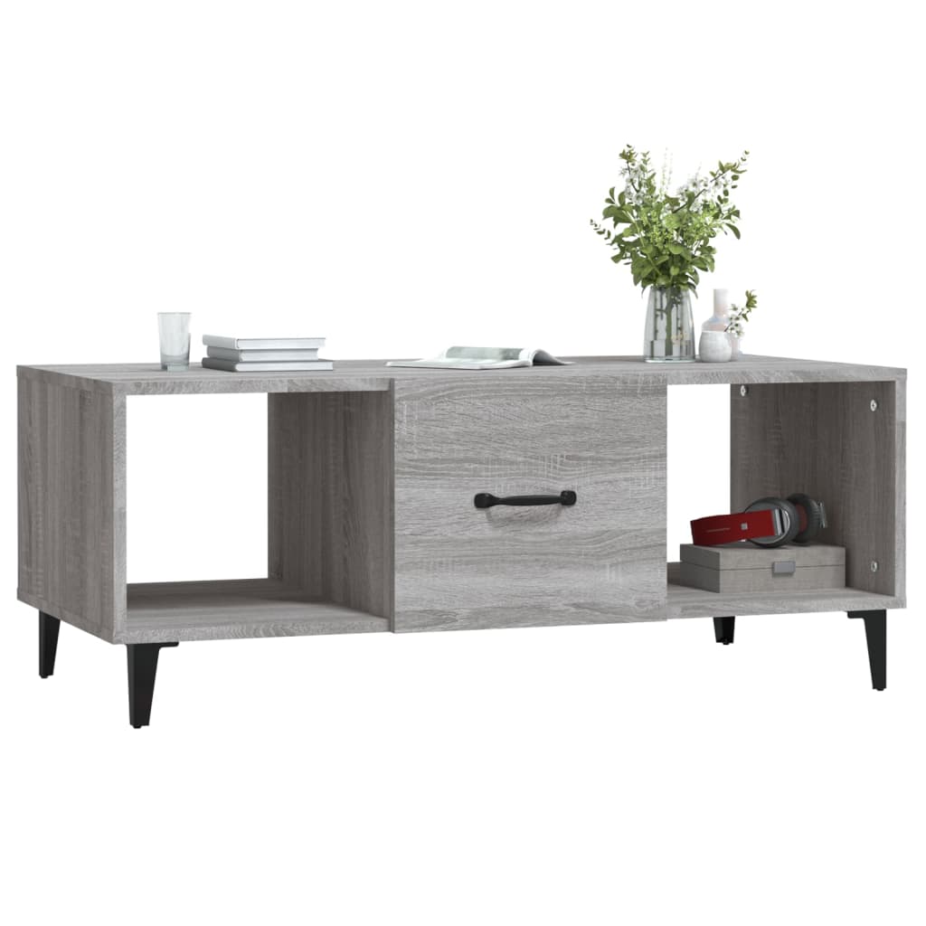 Salontafel 102x50x40 cm bewerkt hout grijs sonoma eikenkleurig is nu te koop bij PeponiXL, paradijselijk wonen!