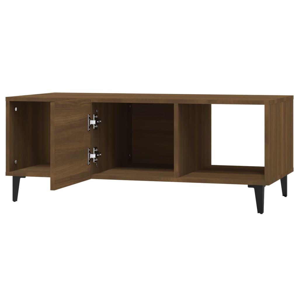 Salontafel 102x50x40 cm bewerkt hout bruin eikenkleur is nu te koop bij PeponiXL, paradijselijk wonen!