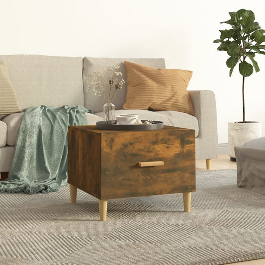 Salontafel 50x50x40 cm bewerkt hout gerookt eikenkleurig is nu te koop bij PeponiXL, paradijselijk wonen!