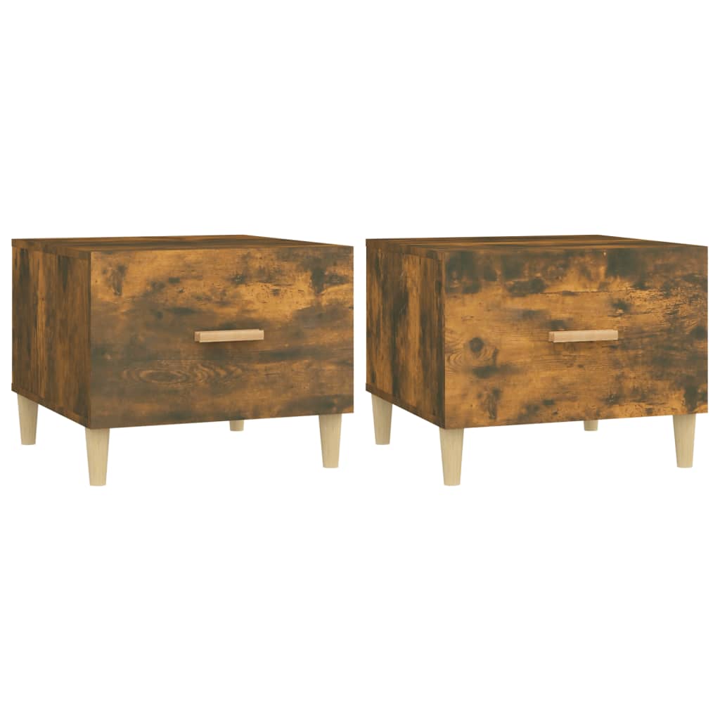 Salontafels 2 st 50x50x40 cm bewerkt hout gerookt eikenkleurig is nu te koop bij PeponiXL, paradijselijk wonen!