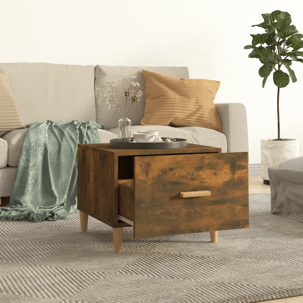 Salontafels 2 st 50x50x40 cm bewerkt hout gerookt eikenkleurig is nu te koop bij PeponiXL, paradijselijk wonen!