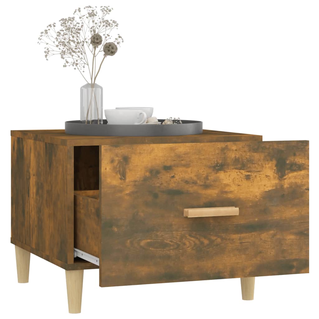 Salontafels 2 st 50x50x40 cm bewerkt hout gerookt eikenkleurig is nu te koop bij PeponiXL, paradijselijk wonen!