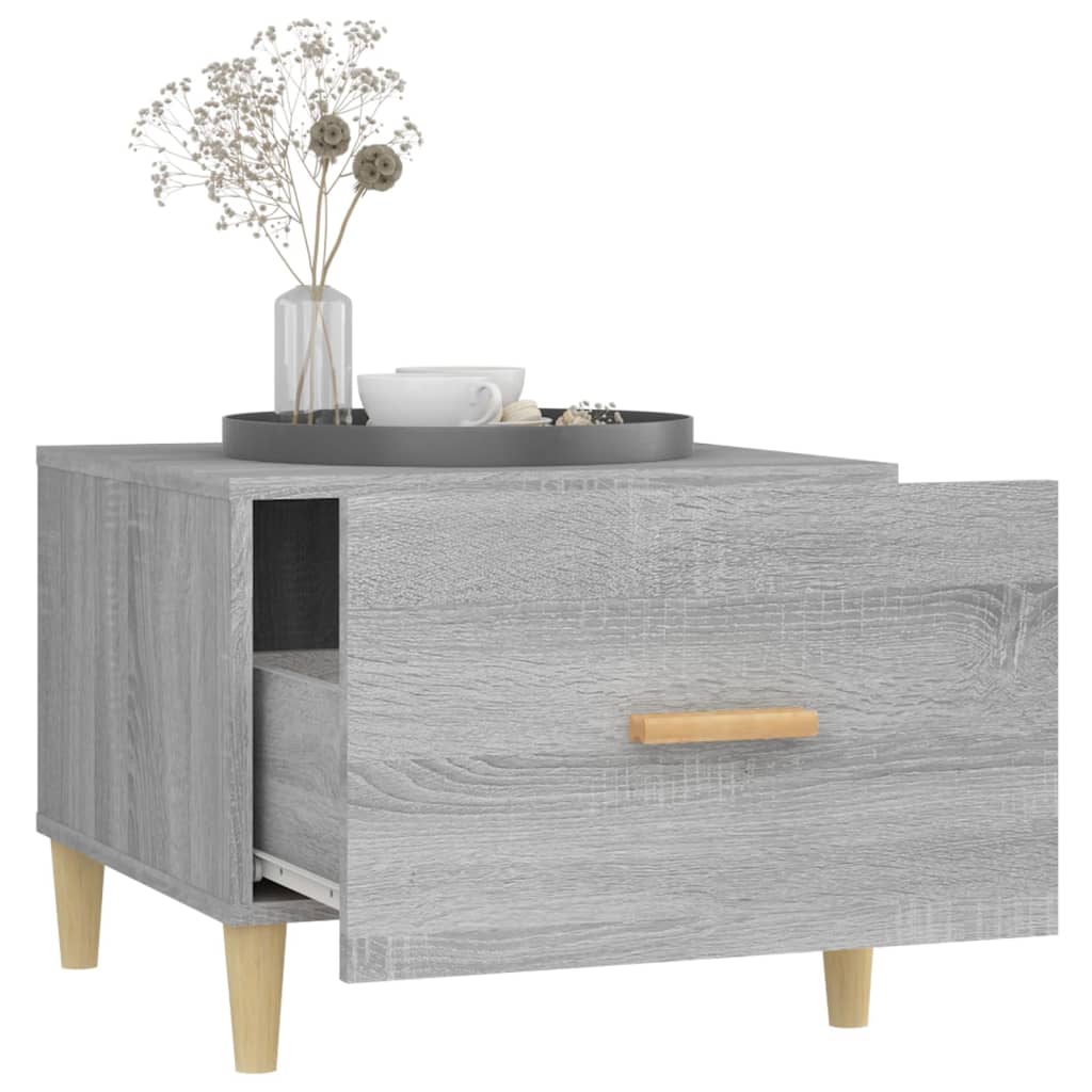 Salontafel 50x50x40 cm bewerkt hout grijs sonoma eikenkleurig is nu te koop bij PeponiXL, paradijselijk wonen!