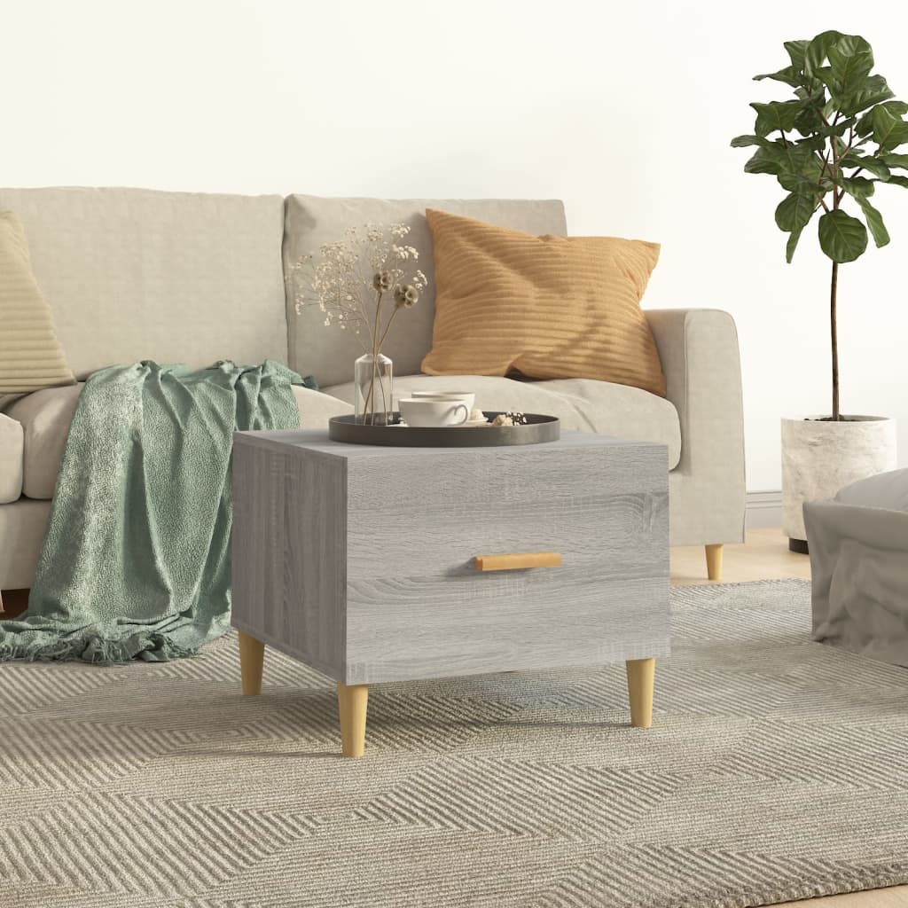 Salontafel 50x50x40 cm bewerkt hout grijs sonoma eikenkleurig is nu te koop bij PeponiXL, paradijselijk wonen!