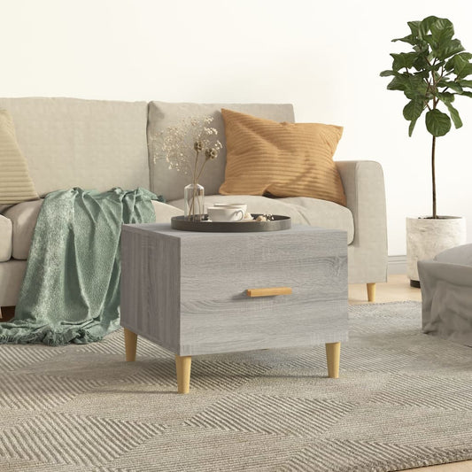 Salontafel 50x50x40 cm bewerkt hout grijs sonoma eikenkleurig is nu te koop bij PeponiXL, paradijselijk wonen!