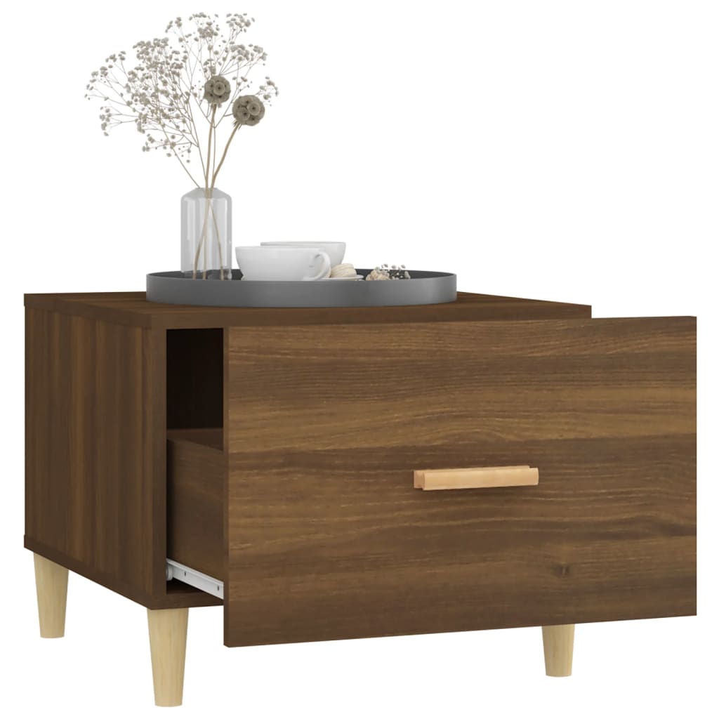 Salontafel 50x50x40 cm bewerkt hout bruin eikenkleur is nu te koop bij PeponiXL, paradijselijk wonen!