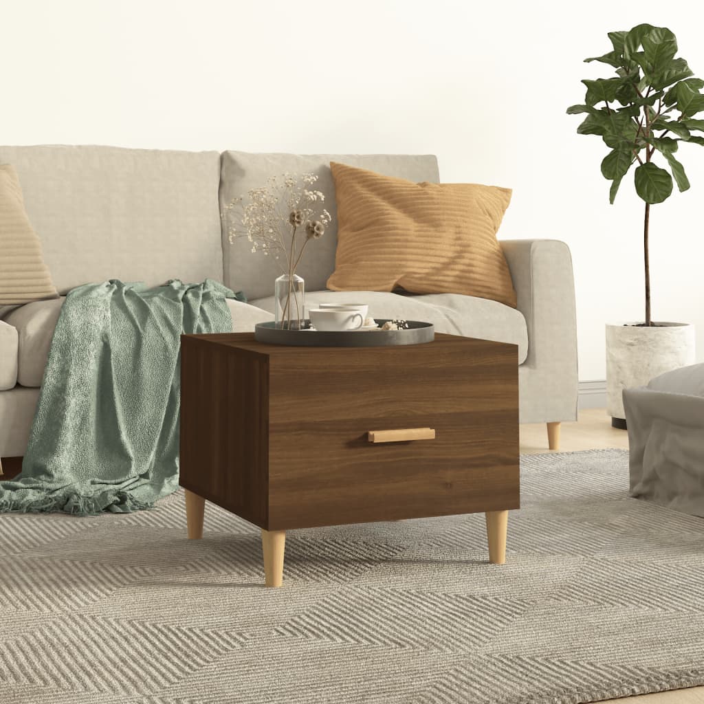 Salontafel 50x50x40 cm bewerkt hout bruin eikenkleur is nu te koop bij PeponiXL, paradijselijk wonen!