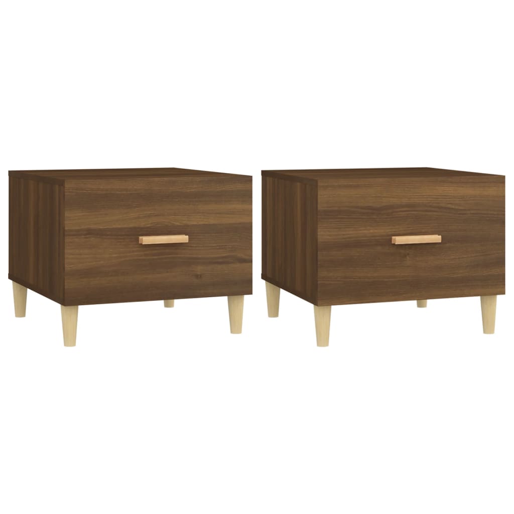 Salontafels 2 st 50x50x40 cm bewerkt hout bruin eikenkleur is nu te koop bij PeponiXL, paradijselijk wonen!