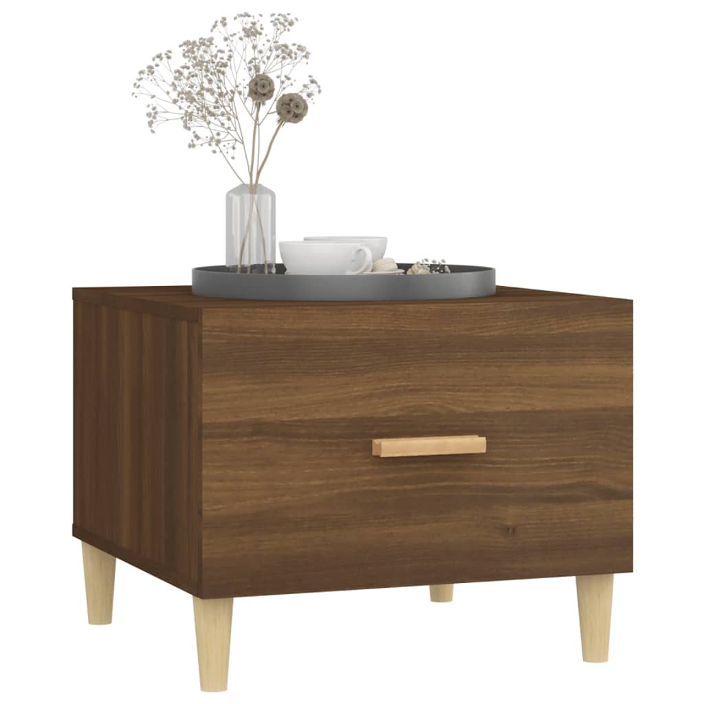 Salontafels 2 st 50x50x40 cm bewerkt hout bruin eikenkleur is nu te koop bij PeponiXL, paradijselijk wonen!