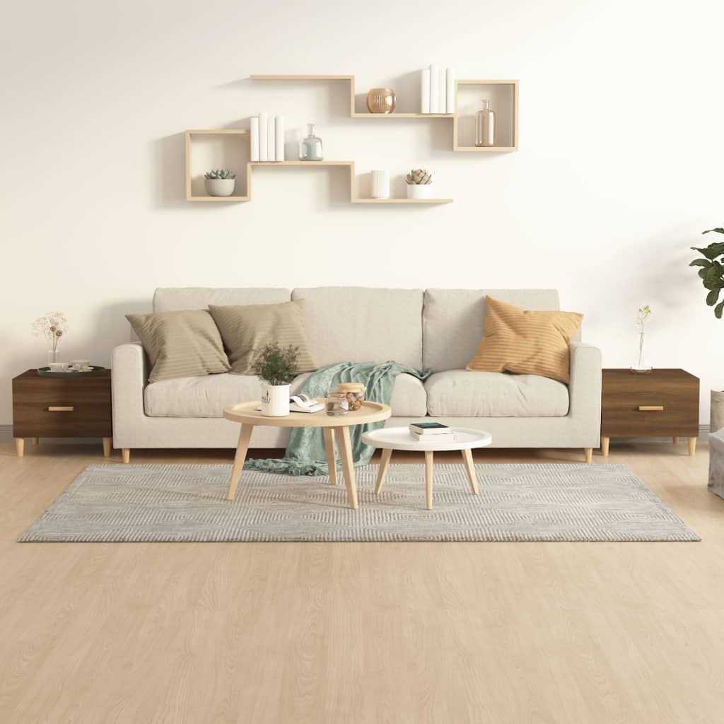 Salontafels 2 st 50x50x40 cm bewerkt hout bruin eikenkleur is nu te koop bij PeponiXL, paradijselijk wonen!
