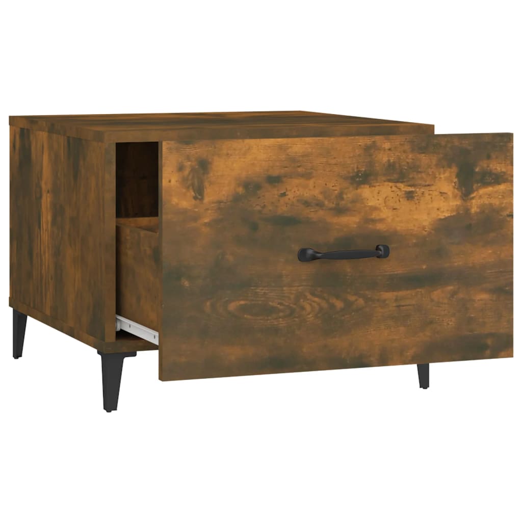 Salontafel met metalen poten 50x50x40 cm gerookt eikenkleurig is nu te koop bij PeponiXL, paradijselijk wonen!